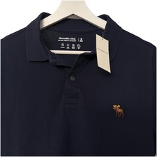 Abercrombie & Fitch Men's Sz Medium Navy Blue Logo Polo Shirt