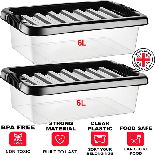 Plastic storage boxes - 2x, 6l