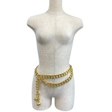CHANEL Chain Belt Large Ball Logo Coco Mark GP Gold Women's Fashion Authentic