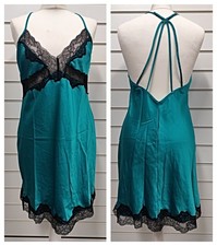 (S12) ANNE SUMMERS LADIES GREEN SATIN LACE CHEMISE NIGHTDRESS UK SIZES 8-24