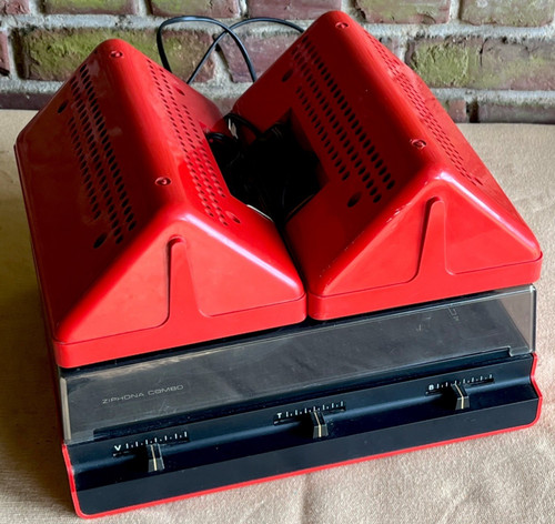 Vintage record player red - vintage,