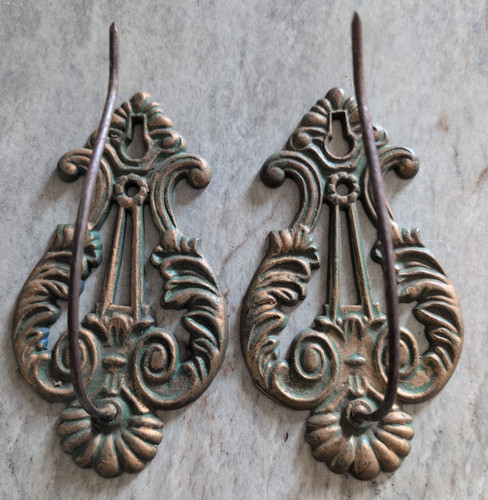Pair vintage green cast iron - pair,