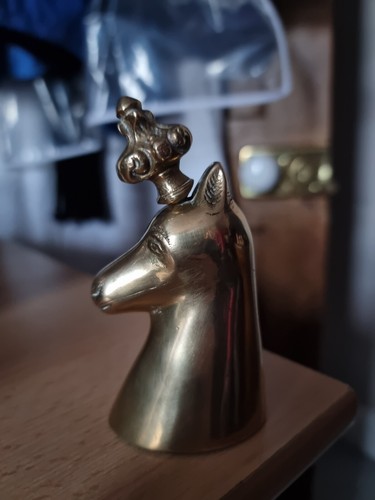 Brass horse head with crown - brass,