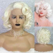 Drag Queen Wigs Platinum Blonde Curls Short Wigs Synthetic Lace Front Wig