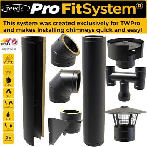 Black twin wall flue - black,