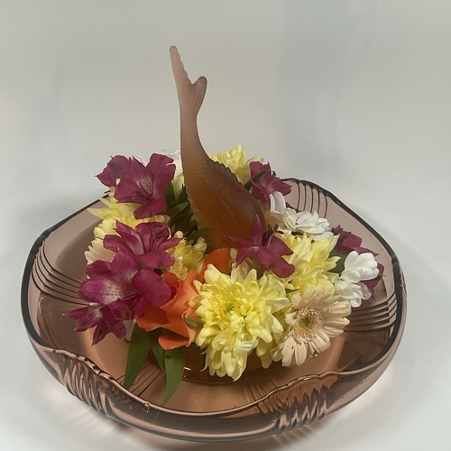 Pressed glass fish centrepiece - pressed,