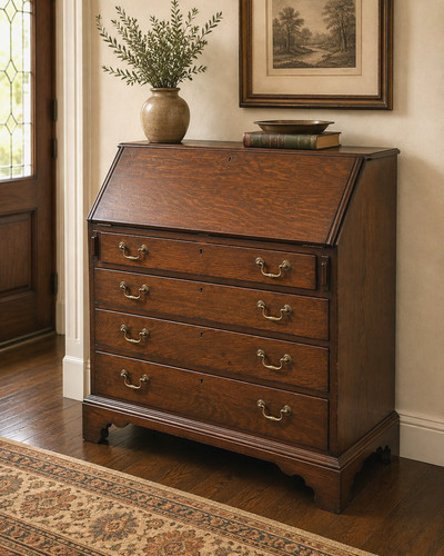 Antique oak writing - oak, bureau
