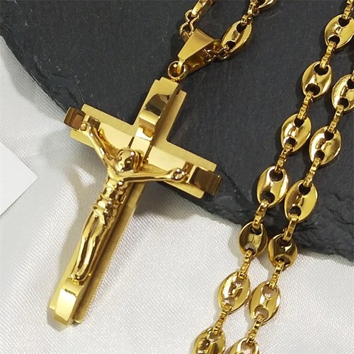Gold crucifix cross - cross, pendant