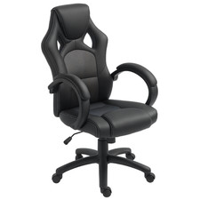 Vinsetto PU Leather Racing Gaming Chair, Swivel Home Office Gamer Chair Gray