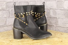 BLACK FAUX LEATHER BLOCK HEEL