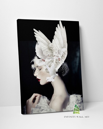 Woman with white doves - woman,