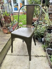 4x Tolix Style Industrial Metal Chairs Retro Gunmetal Green collection only