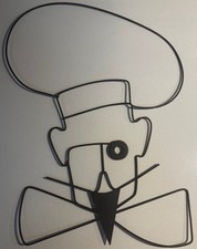 Rare Vintage MCM 1950s Wire Chef Metal Wall Hanging Mid Century Modern Whimsical