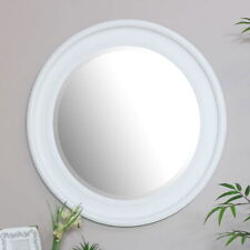 Large round white wall mirror