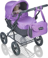 Molly Dolly Dolls Pram - Girls Adjustable Toy Stroller Pushchair For Girls