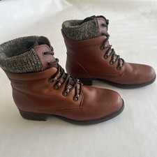Cougar Derry Ankle Boots Women’s Size 8M Brown Leather Lace Up Lined 