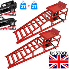 2 Ton Hydraulic Car Ramps Heavy Duty Garage Van Ramp W/ 5 Ton Bottle Lift Jack