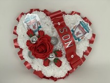 Artificial Liverpool Funeral Flowers heart Wreath Memorial Grave Tribute Dad red