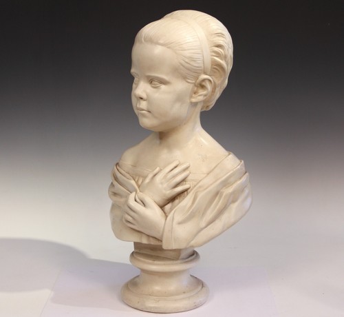 Antique plaster bust gilded - plaster,