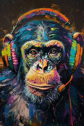Banksy style monkey - monkey, canvas