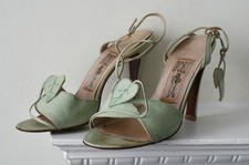 Ivory British Boutique eau de nil vintage 1970s vine leaf shoes