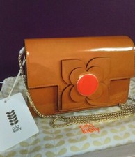 ORLA KIELY Toffee Patent Flower Leather Sweet Pea Hand Bag. New .🎄🎄🎄