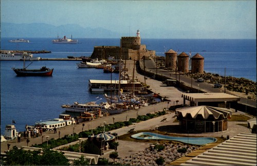 Rhodes greece harbor vintage - greece,