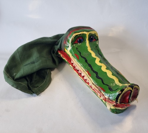 Vintage crocodile hand puppet - crocodile,