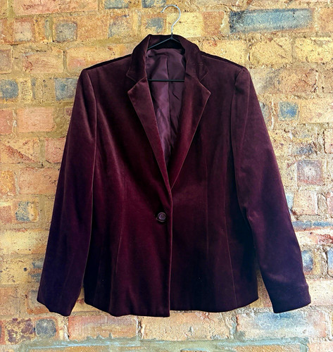 Vintage burgundy velvet blazer - burgundy,