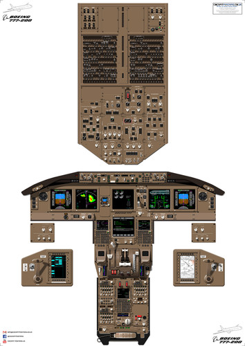 Boeing 777 200 cockpit - cockpit, poster