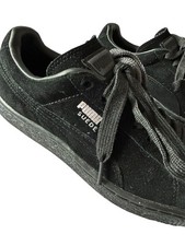 Puma Black Suede Trainers With x2 Laces And Silver Logo Uk Size 3.5 RRP £75!!