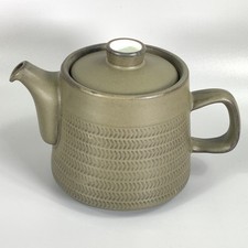 Vintage Denby Chevron Teapot 1.5pt Green 1960's Gill Pemberton England MCM
