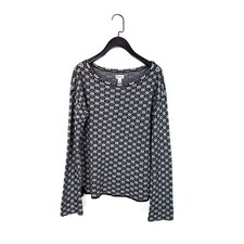 Hatley Black White Floral Knit Long Sleeve Top Jumper - Size M 12 14