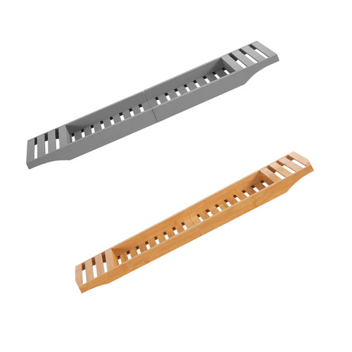 Bamboo bath tub rack foldable - bamboo,