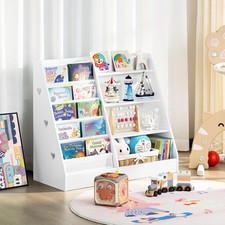 Childrens Kids Book Shelf Wooden Sling Storage Rack Organizer Bookcase Bookshelf