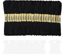 GENUINE DMC MOULINE STRANDED- Embroidery Threads 25 Skeins Black
