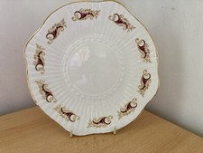 Royal Tara China Cake plate Pattern RTA 62 Georgian Red & Gold Scroll Gold Trim