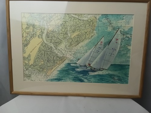 Framed nautical chart - chart, sailing