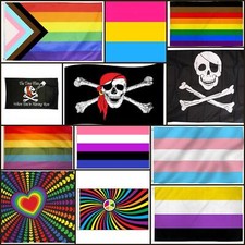 Large LGBT Flags Pirate Skull Pride Festival Peace Rainbow 5X3FT Party Banners