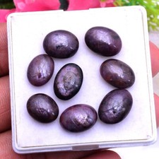 8 Pcs Natural Ruby Oval Cabochon Untreated 12mm-14mm Loose Gemstones Wholesale