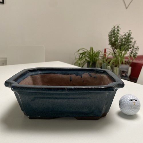 Bonsai pot blue glazed - pot,