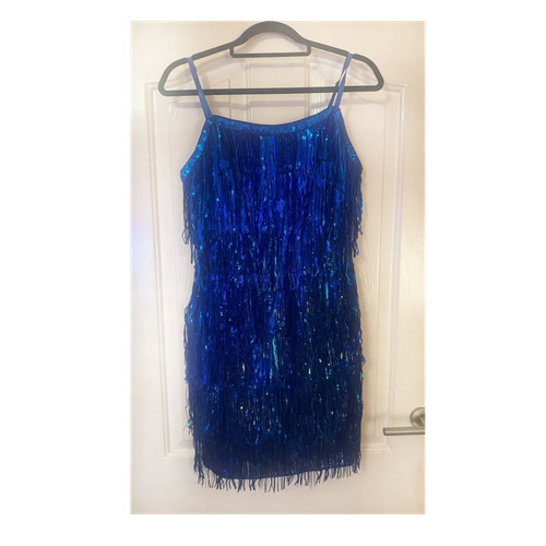 Blue sequin fringe - fringe, women's