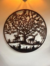 Bronze Woodland Tree Of Life Metal Garden Outdoor Wall Art Plaque 50cm Diameter