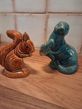 Poole Pottery Seal & Squirrel ceramic figurines, ornaments