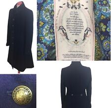 Oilily Navy Blue Military Style Wool Blend Winter Coat ~ Paisley Lining~Uk 10 