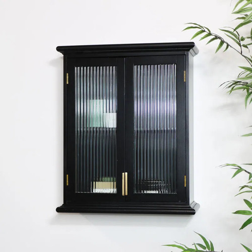 Black reeded glass wall - black,