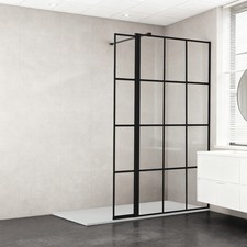 Black Grid Shower Screen Walk