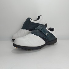 FootJoy AQL Golf Shoes Womens UK 6.5 Spikes White Dark Teal Leather