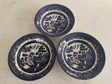 3x RINGTONS ltd CHURCHILL BLUE WILLOW 7.75" SOUP CEREAL PASTA DESSERT BOWLS 20cm