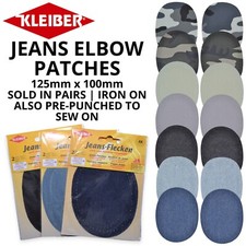 Kleiber Jeans Elbow Patch Iron on & Sew on - Various Colours Jacket Knees Repair